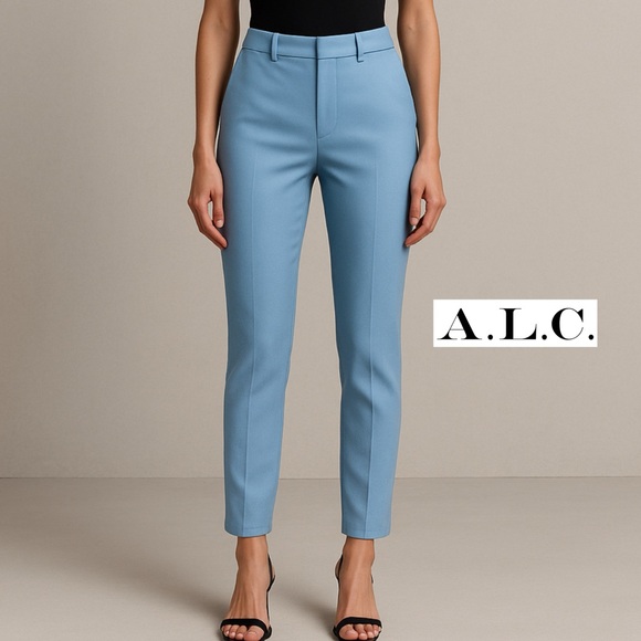 NWT A.L.C. Jaspar Cropped Wool Mohair Blend Skinny Ankle Pants Blue Trousers 2 - Picture 1 of 16